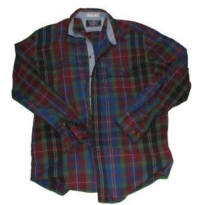Nautica Multicolor Plaid Mens Button Down Shirt